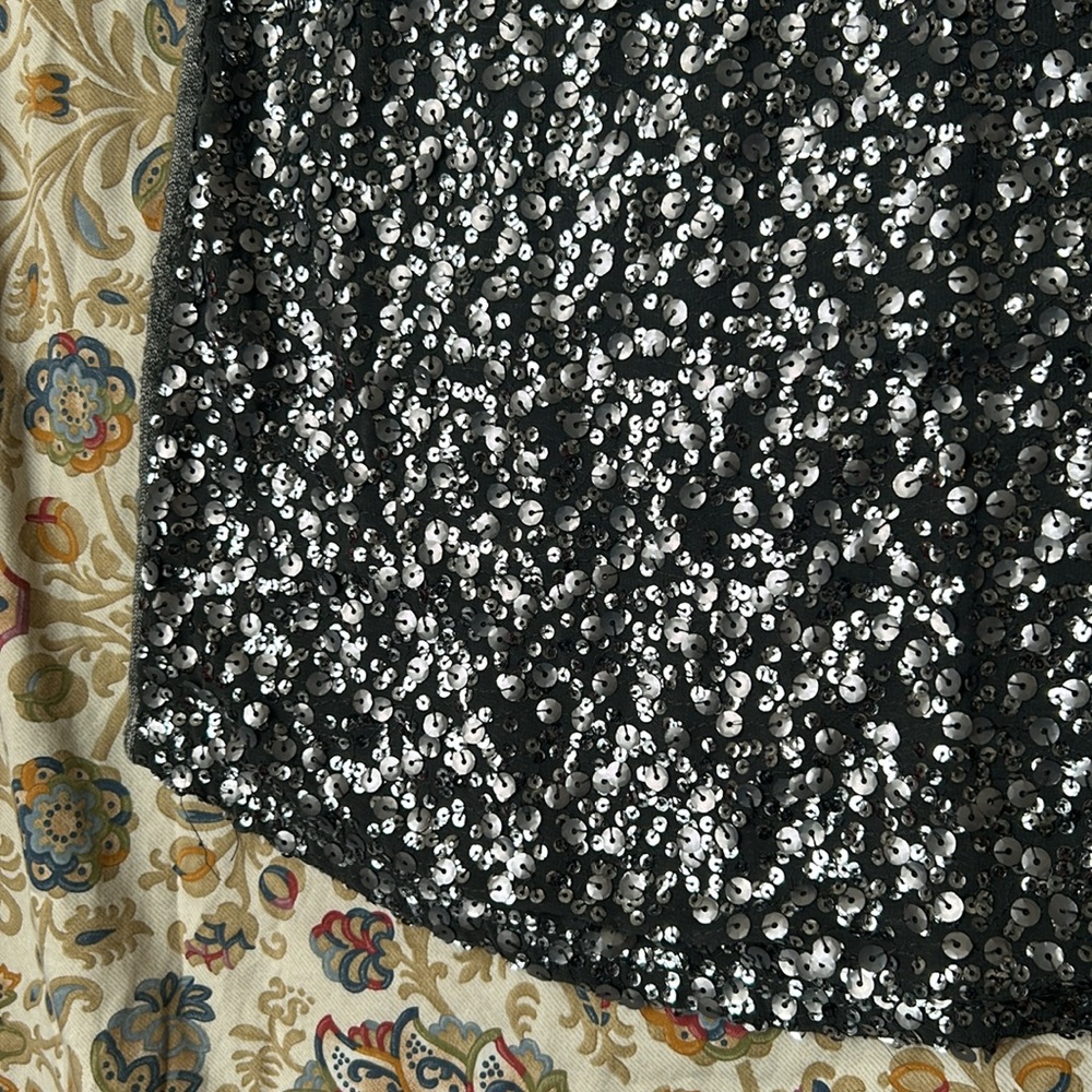 Express Gray/Silver Sequin Sweater Drop Shoulder … - image 5